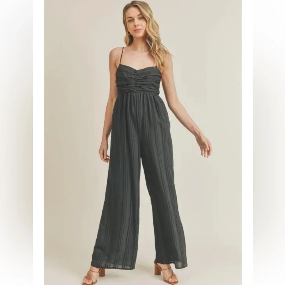 LUSH Black Knotted Back Sleeveless Jumpsuit NWT S